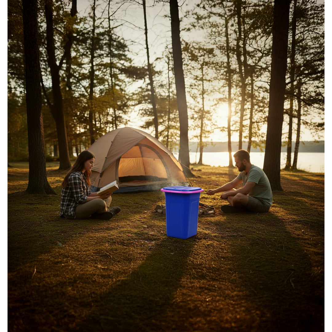 GreenBlue GB320BR 19L Portable Camping Toilet Bucket Travel Festival with Handle Detachable Seat - Navy Blue &amp; Pink