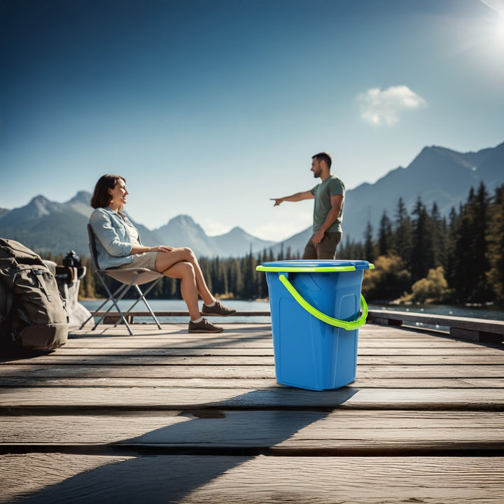 GreenBlue GB320BL Portable Travel Toilet Bucket Seat Camping Festival Handle Lid Durable Stable19L