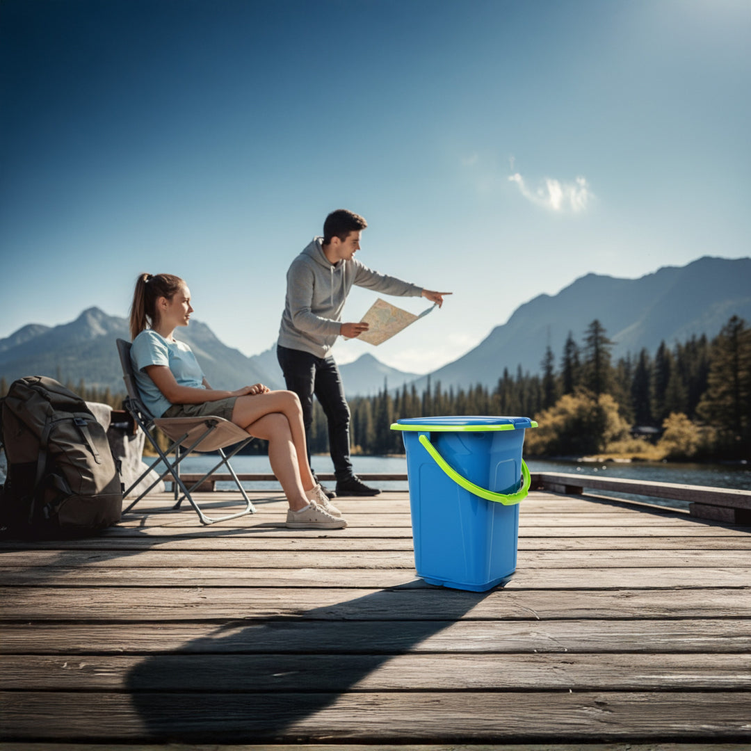GreenBlue GB320BL Portable Travel Toilet Bucket Seat Camping Festival Handle Lid Durable Stable19L