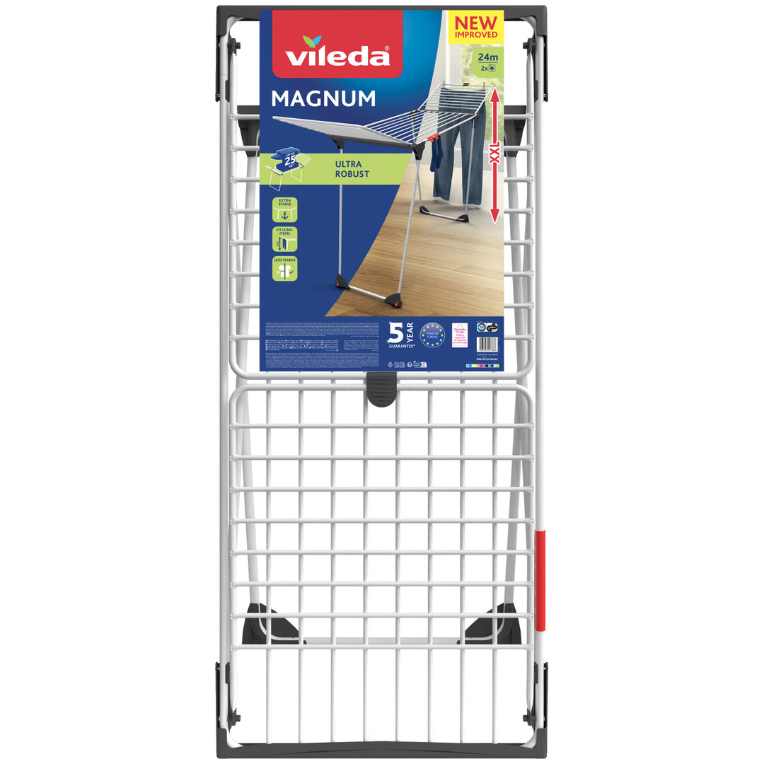 Vileda Magnum 24m Standing Laundry Airer, High Quality product, with wheels, folding.