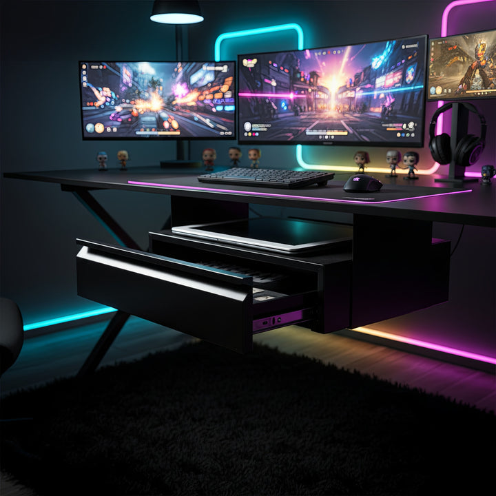 Maclean MC-875 Cassetto sotto scrivania in acciaio con ripiano fino a max. Cassetto pensile con base sotto il tavolo da 5 kg con organizer