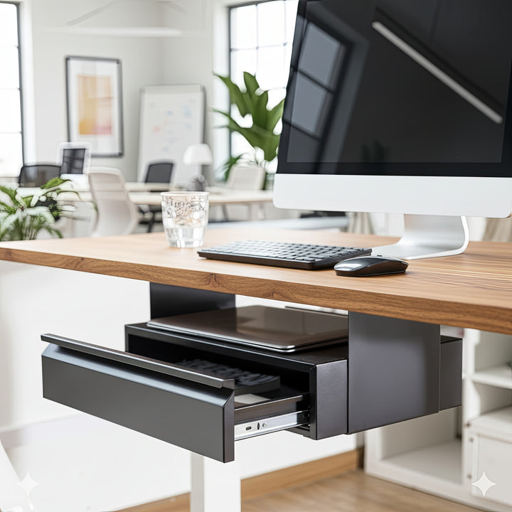 Maclean MC-875 Cassetto sotto scrivania in acciaio con ripiano fino a max. Cassetto pensile con base sotto il tavolo da 5 kg con organizer