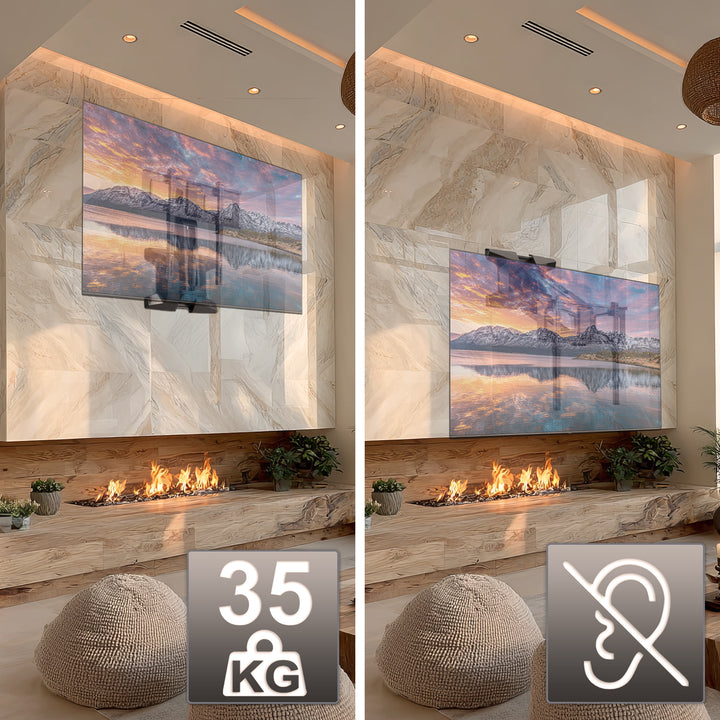 Maclean MC-891 Electric TV Wall Mount Bracket Remote 37''-70" VESA 35kg Over Fireplace Pull Down TV Holder EU plug