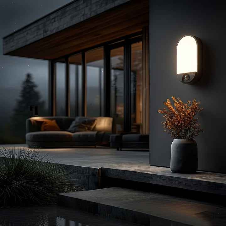 Maclean MCE340 LED-Lampe mit Infrarot-Bewegungssensor Wandleuchte Innen-/ Außenbeleuchtung 1100lm 15W IP54 Grau