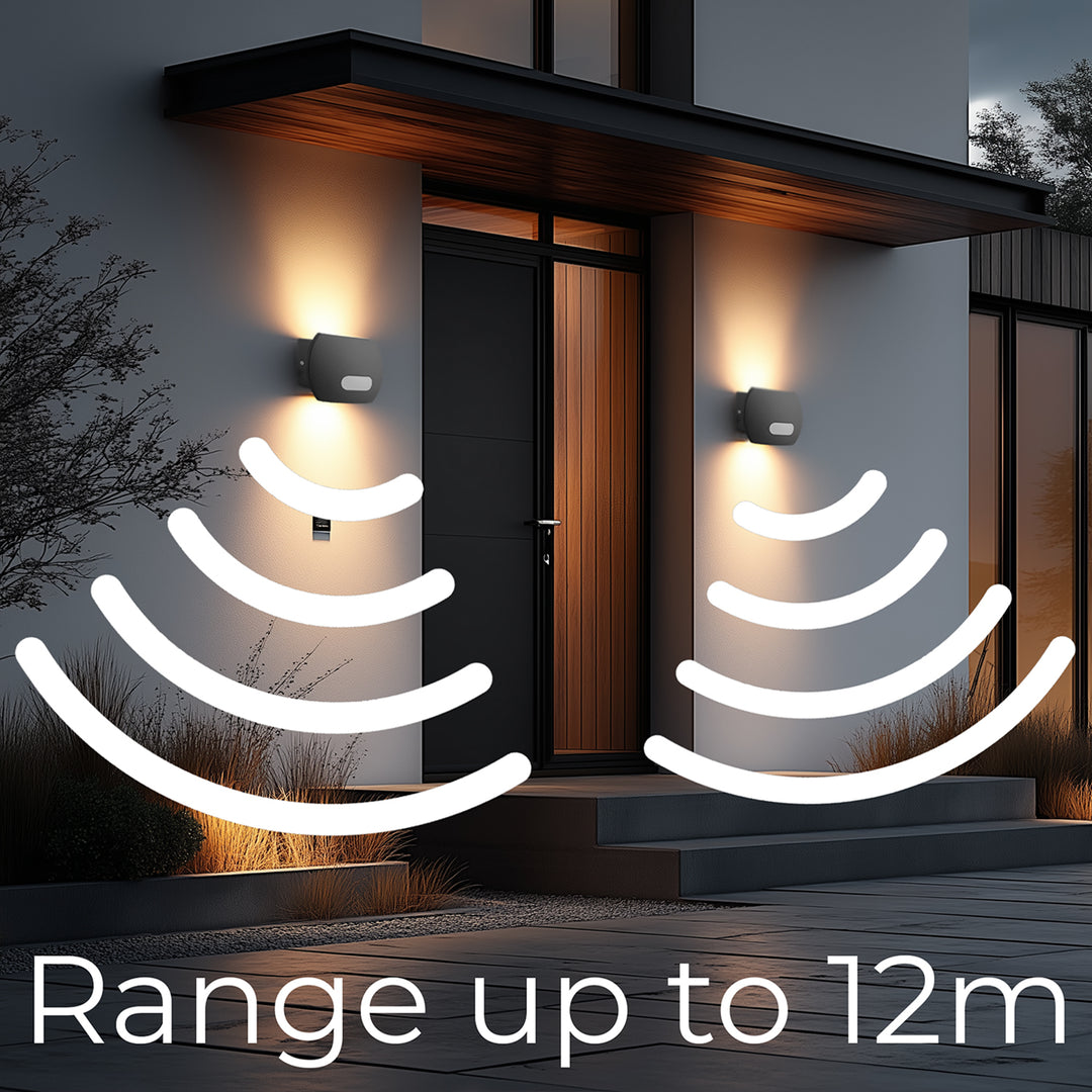 LED-Wandleuchte mit PIR-Sensor Maclean Energy MCE366 - PC+ALU, 20W (1600lm) Neutralweiß 4000K IP65 grau