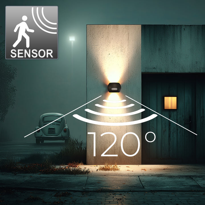 LED-Wandleuchte mit PIR-Sensor Maclean Energy MCE366 - PC+ALU, 20W (1600lm) Neutralweiß 4000K IP65 grau