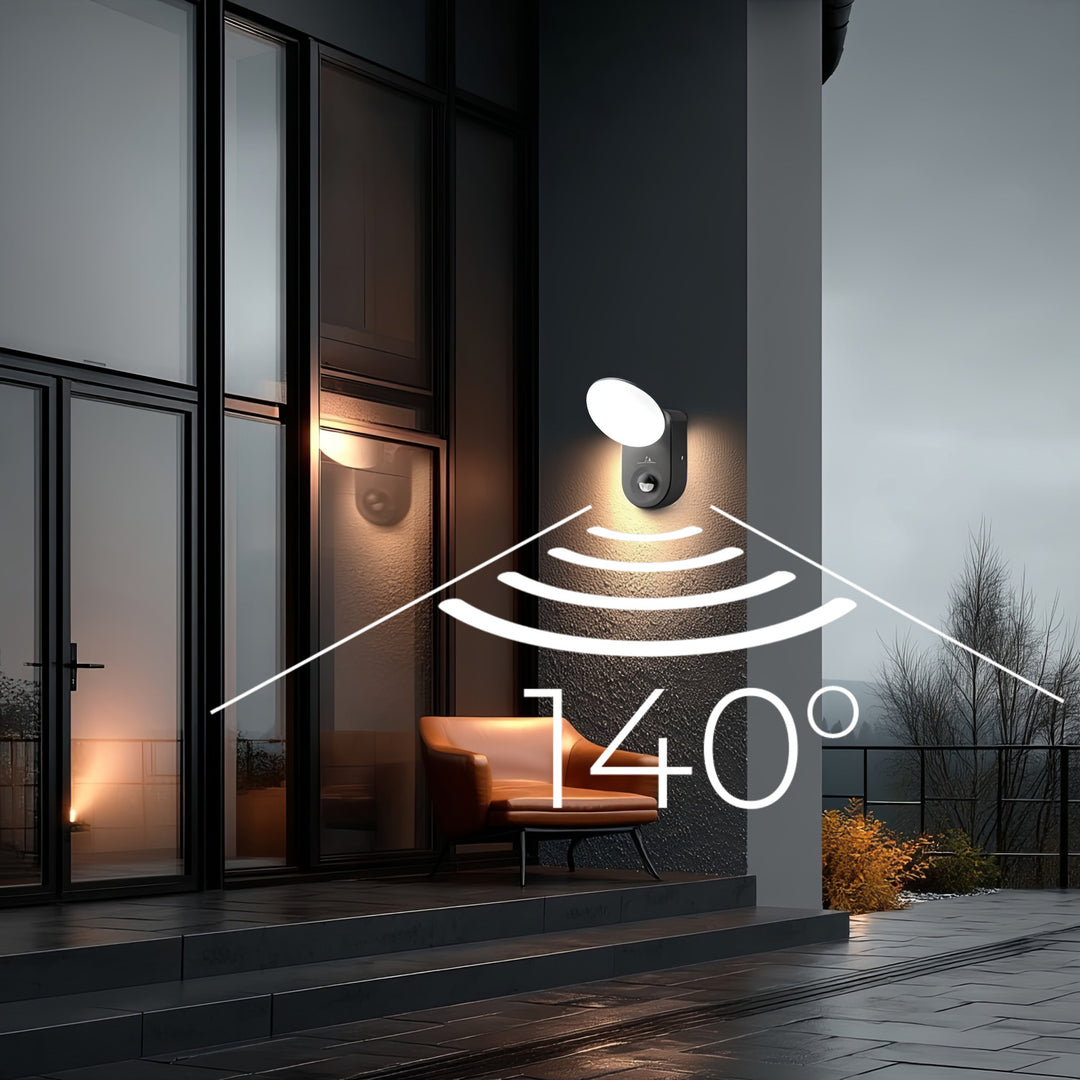 Maclean Energy MCE367 LED Wandleuchte mit PIR-Sensor-PC + ALU, 15W (1100lm) Neutral Weiß 4000K IP65 grau