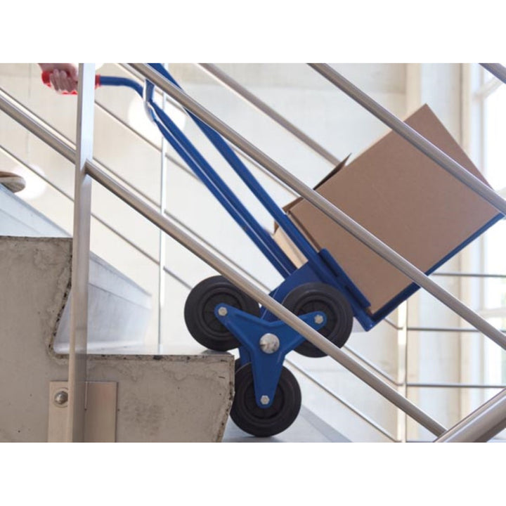 6-wheel Stair Trolley Foldable Hand Truck Suitable for Stairs Maximum Load 150 kg Transporting Trolley Blue