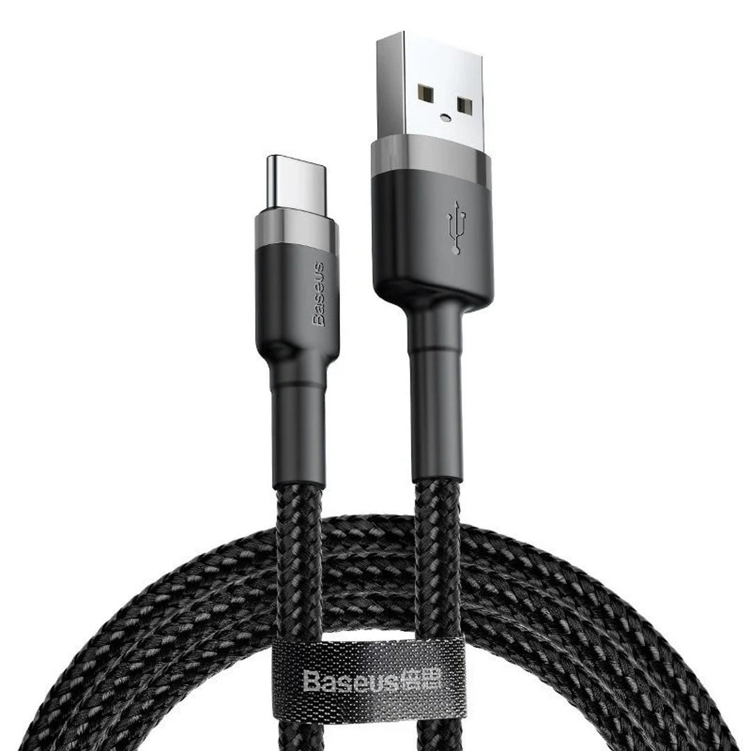 Conector USB A - Conector USB Tipo-C Cable BASEUS de 2 m CATKLF-CG1 Gris+Negro
