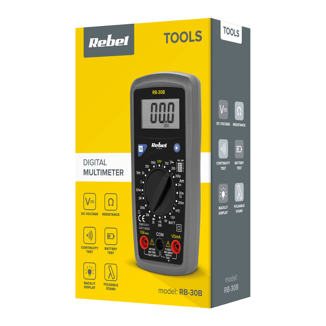 Rebel Tools RB-30B digitale universele meter meetkabels