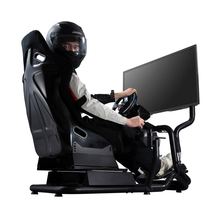 Racing Simulator Cockpit 3-in-1 Seat up to 130kg Shift lever holder Steering wheel stand TV mount up to 50" Max. Vesa 400x200 ...