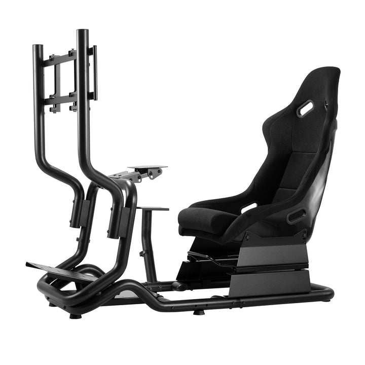 Racing Simulator Cockpit 3-in-1 Seat up to 130kg Shift lever holder Steering wheel stand TV mount up to 50" Max. Vesa 400x200 ...