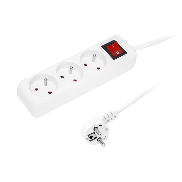 Extension cable with ground 3 sockets with switch 1,5m white PR-370wsp 3x1,5mm Blow