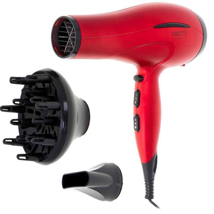 Camry hair dryer, 2 blow strength levels, 3 temperature settings, 2400W, red, CR 2253