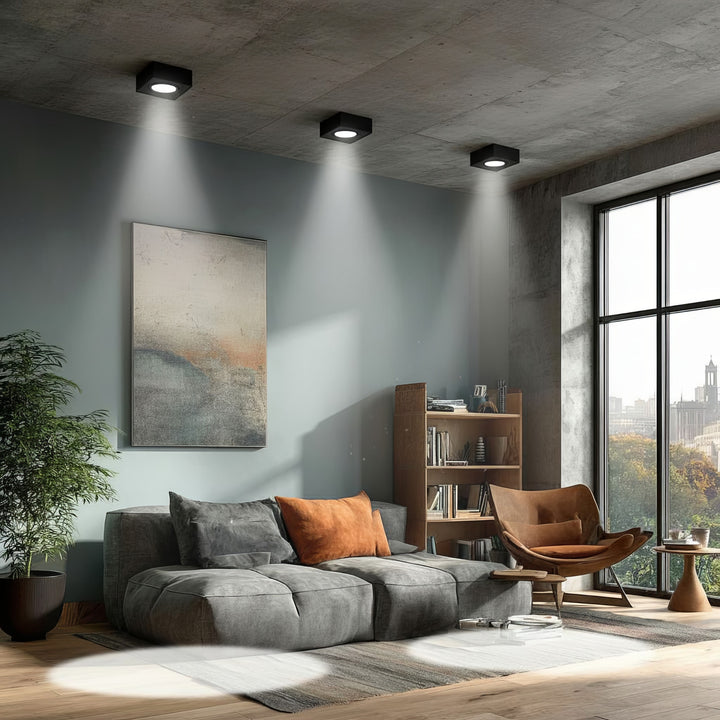 Einbaurahmen GU10 Einbaustrahler Rahmen Einbauleuchte Deckenleuchte max. 35W IP20 (1x Stück Eckig - ohne Leuchtmittel, Schwarz)