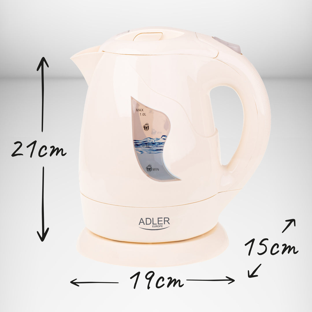 Adler cordless kettle, 850W, 1L, beige, AD 08 b