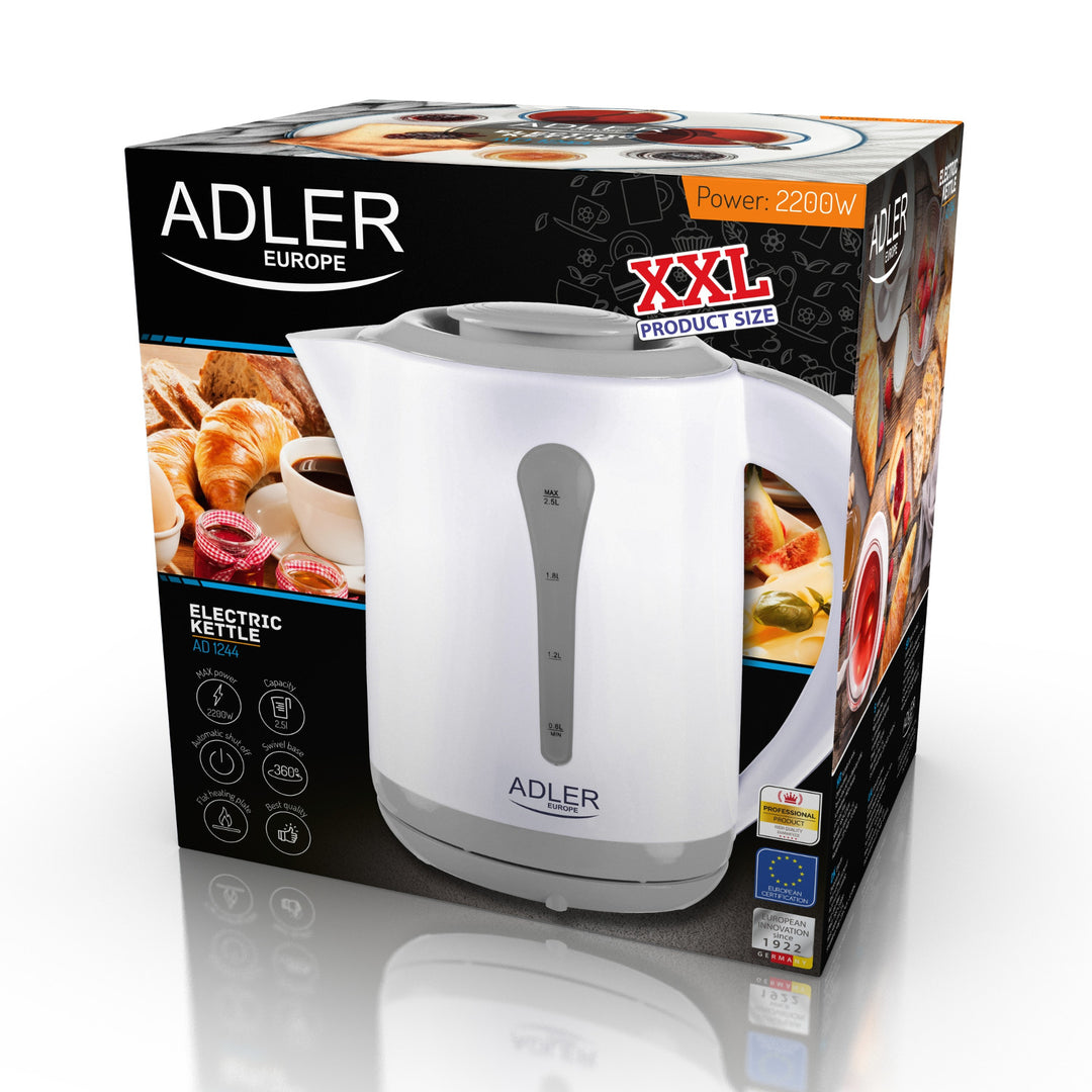 Large XXL 2.5L electric kettle Adler AD 1244 power 2200W