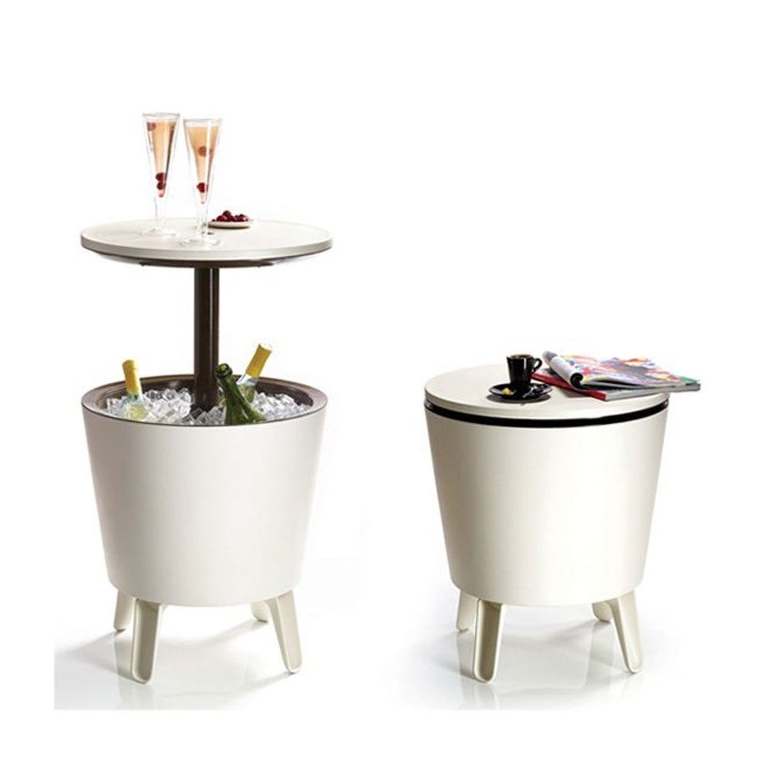 Keter 230900 Cool Bar 2in1 Drink Cooler and Side Table, Garden Portable Bar, Cream & Chocolate Colour
