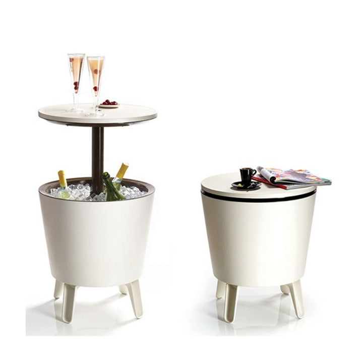 Keter 230900 Cool Bar 2in1 Drink Cooler and Side Table, Garden Portable Bar, Cream & Chocolate Colour