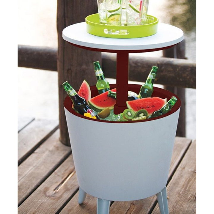 Keter 230900 Cool Bar 2in1 Drink Cooler and Side Table, Garden Portable Bar, Cream & Chocolate Colour