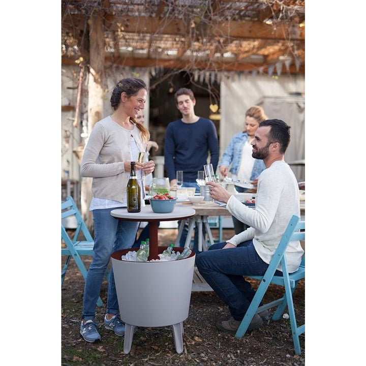 Keter 230900 Cool Bar 2in1 Drink Cooler and Side Table, Garden Portable Bar, Cream & Chocolate Colour