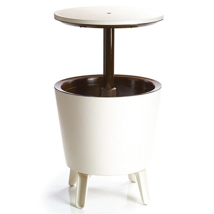 Keter 230900 Cool Bar 2in1 Drink Cooler and Side Table, Garden Portable Bar, Cream & Chocolate Colour