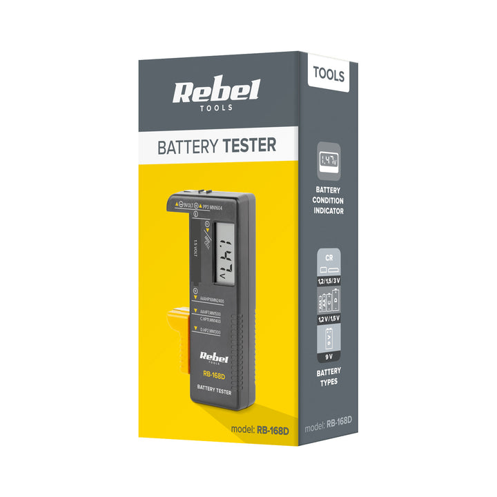REBEL digitale batterijtester 9 V, AAA, AA, C, D, RB-168D