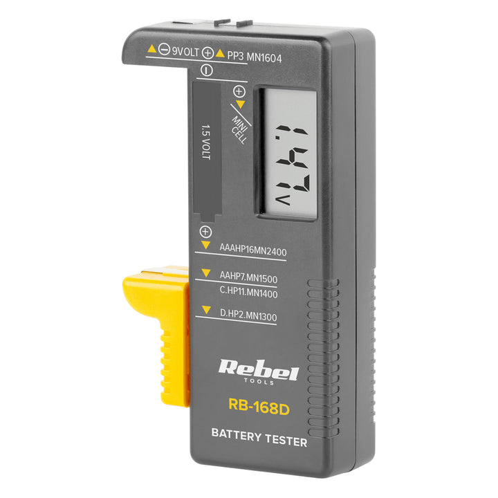 REBEL digitale batterijtester 9 V, AAA, AA, C, D, RB-168D