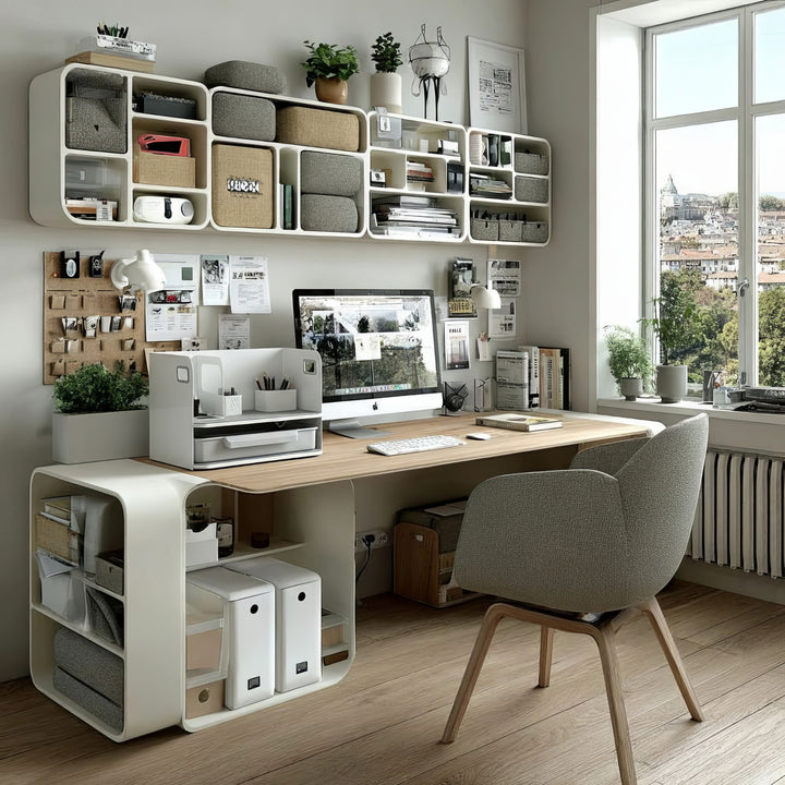 Desk Organizer Wireless Qi Charging Shelf Drawer Bookend Home Office Tray Up to 10kg