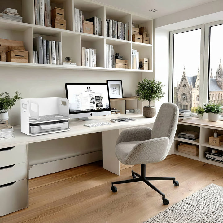 Desk Organizer Wireless Qi Charging Shelf Drawer Bookend Home Office Tray Up to 10kg