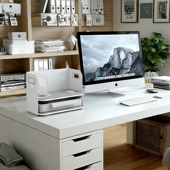 Desk Organizer Wireless Qi Charging Shelf Drawer Bookend Home Office Tray Up to 10kg