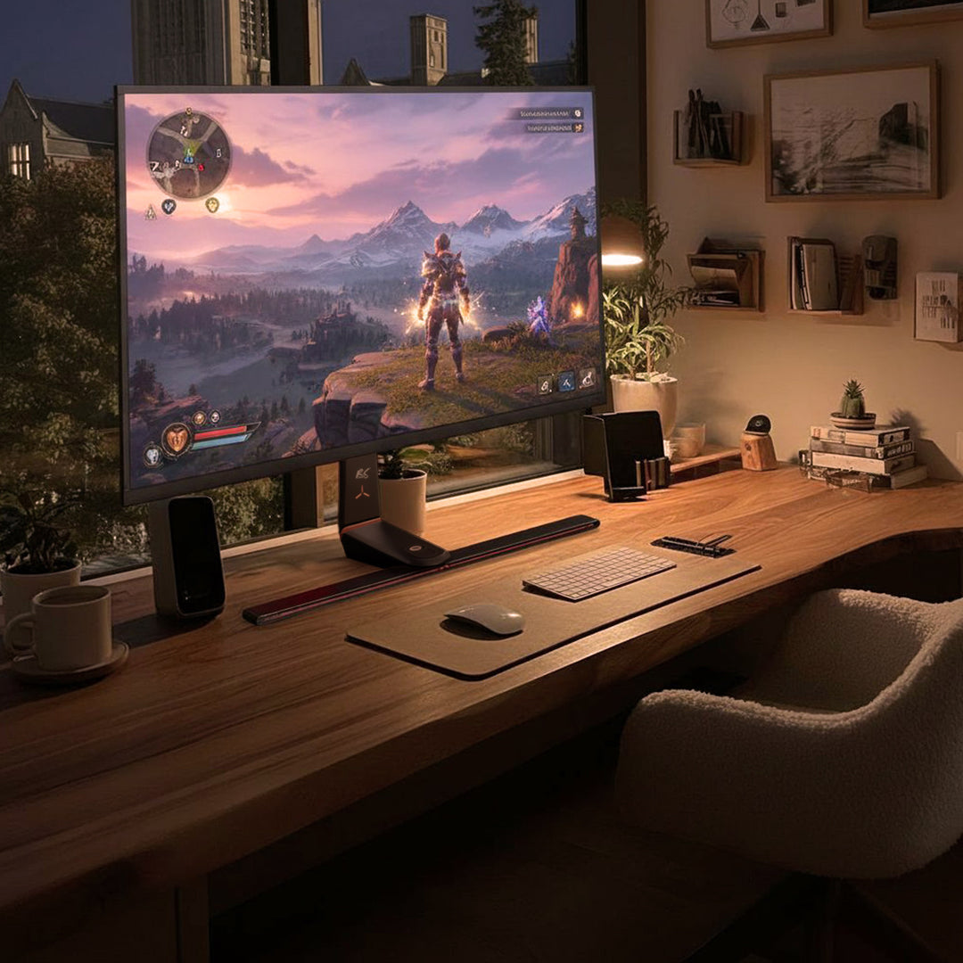 Gaming Monitorständer Monitorhalterung TV-Halterung Standfuß 32-55" RGB LED-Beleuchtung Höhenverstellbar Schwenkbar Neigbar max VESA 400x400, max. 40kg