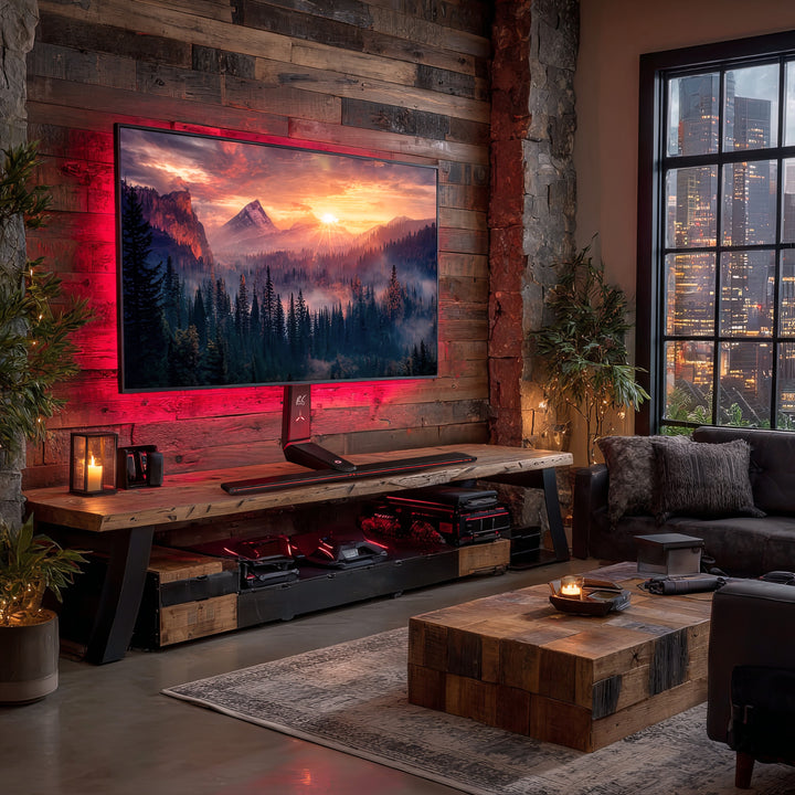 Gaming Monitorständer Monitorhalterung TV-Halterung Standfuß 32-55" RGB LED-Beleuchtung Höhenverstellbar Schwenkbar Neigbar max VESA 400x400, max. 40kg