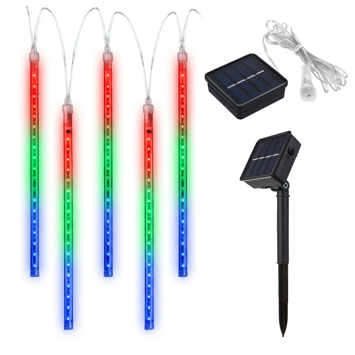 Maclean MCE411 LED Solar Fairy Lights String 144 LED RGB Battery IP44 Icicle Christmas Tree