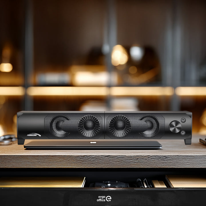 Audiocore AC955 2 in 1 2.0 PC-luidsprekers met Soundbar-functie RGB-achtergrondverlichting Stereoluidsprekers 2x3W RMS AUX 3,5 mm USB-voeding