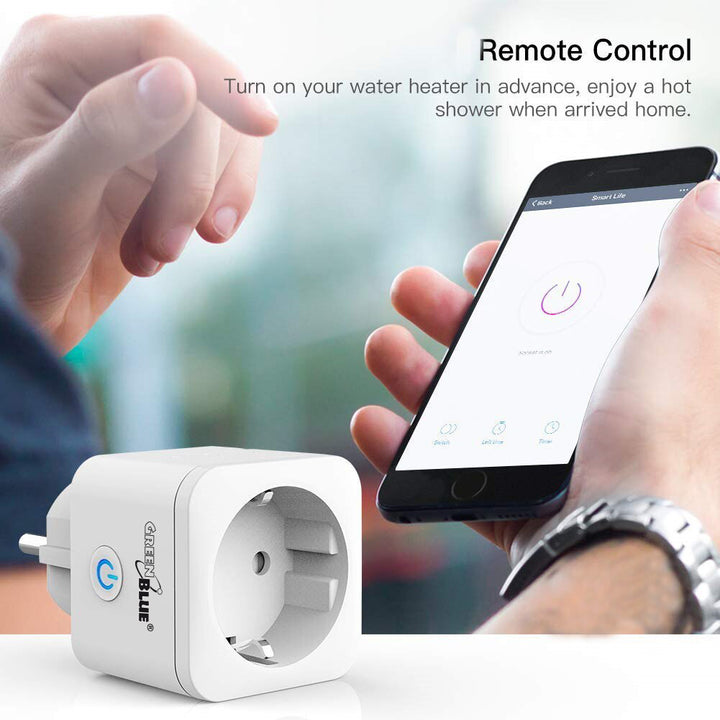 GreenBlue WiFi remote controlled socket, Android/iOS/Alexa/Google Home, power consumption, timer, max 3680W, type F, GB720 F. Energy, timer, max 3680W, type F, GB720 F