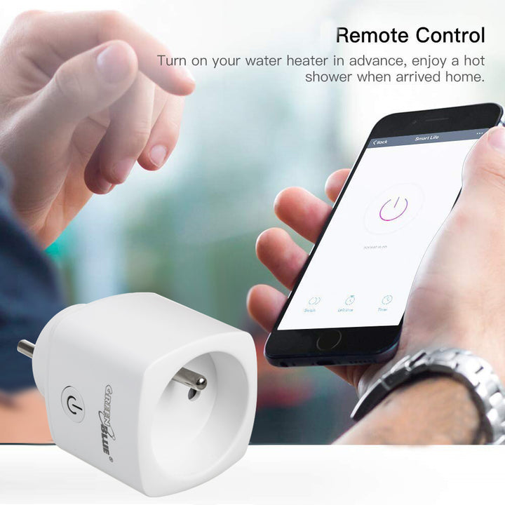 GreenBlue WiFi remote controlled socket, Android/iOS/Alexa/Google Home, energy cons. Energy, timer, max 3680W, type E, GB720 E