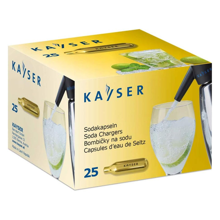 Kayser CO2 cartridges for Quick Soda Maker saturator, 7.5g, 25 pieces