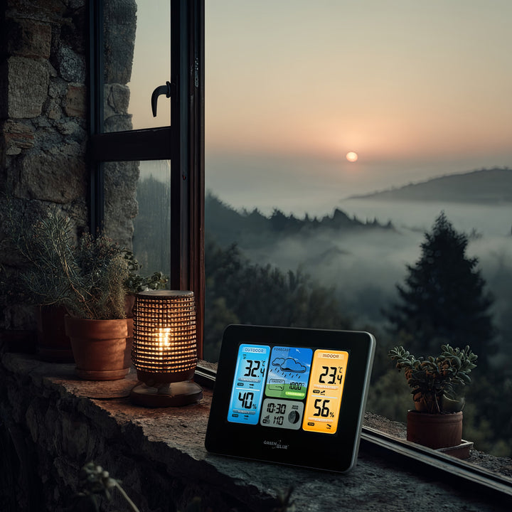 Station météo WiFi GreenBlue, compatible TUYA, capteur extérieur, calendrier, prévisions météo, baromètre, GB215