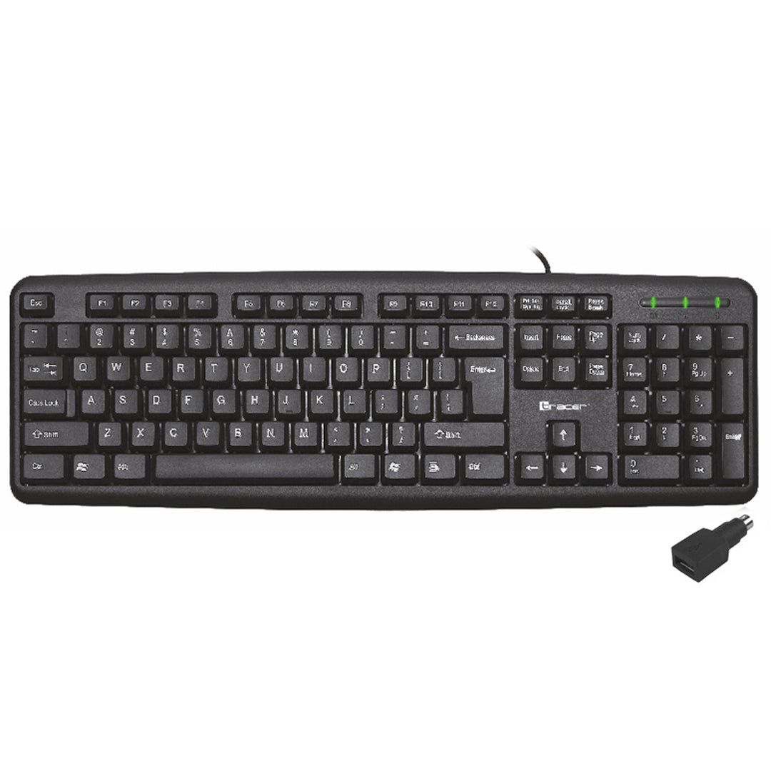 Tracer Maverick Black Teclado con adaptador USB + PS2, Membrana táctil, Color negro