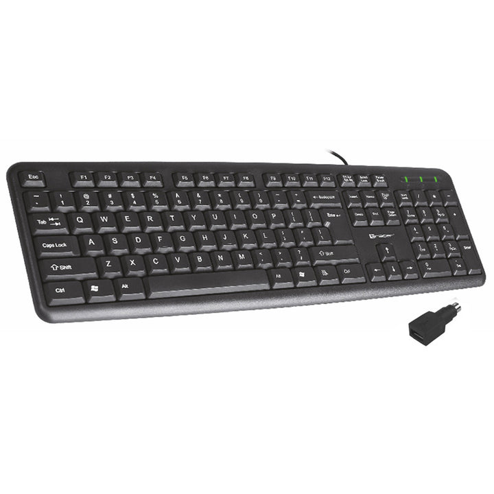 Tracer Maverick Black Teclado con adaptador USB + PS2, Membrana táctil, Color negro