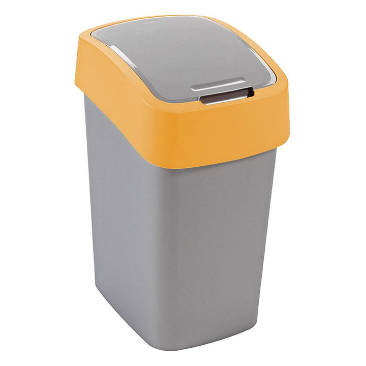 Cuver Flip Bin Rubbish Bin Waste Garbage Can, Segregation, with Lid, Grey, Orange Frame, 25L