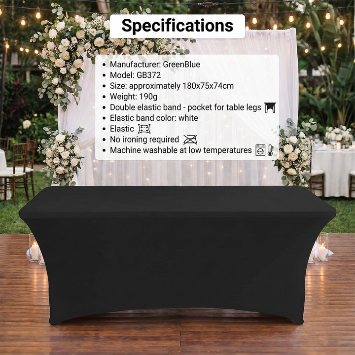 Mantel elástico GreenBlue negro, 180x75x74cm, spandex, GB372