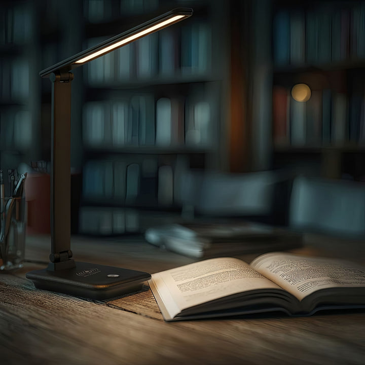Lampada da scrivania LED dimmerabile Lampada da scrivania 9W con caricatore Qi a induzione