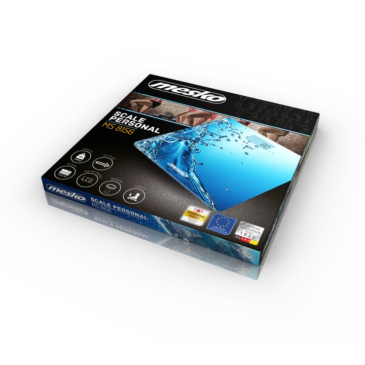 Pèse-personne Mesko MS 8156 en verre trempé, capacité de charge 150kg