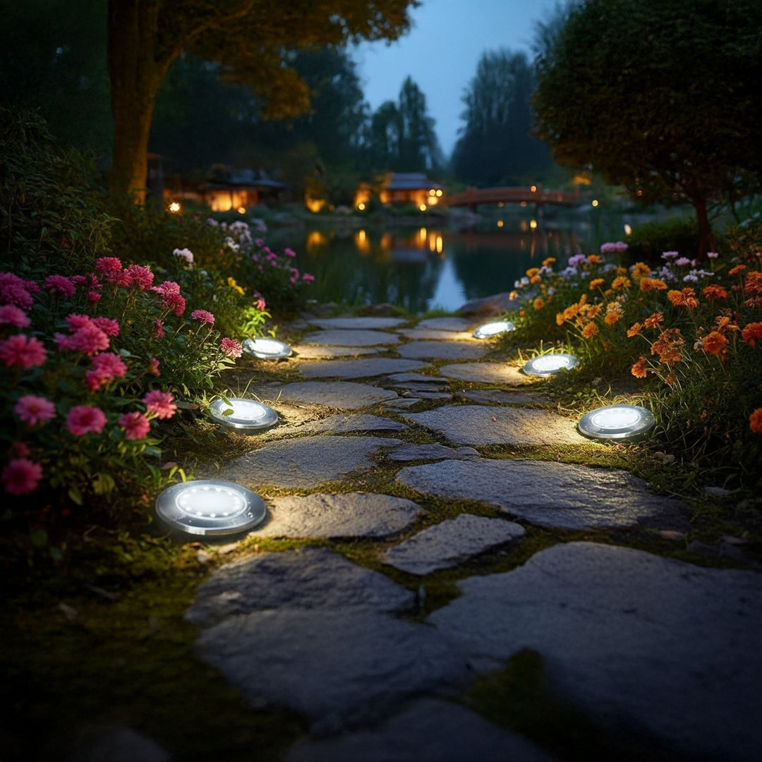 Maclean MCE318 LED Solar Bodenleuchten mit Erdspieß 12 LED SMD Neutralweiß 4000K 0,7W Solarlampe für Außen Wegeleuchte Gartenleuchten IP44 (1x Stück)