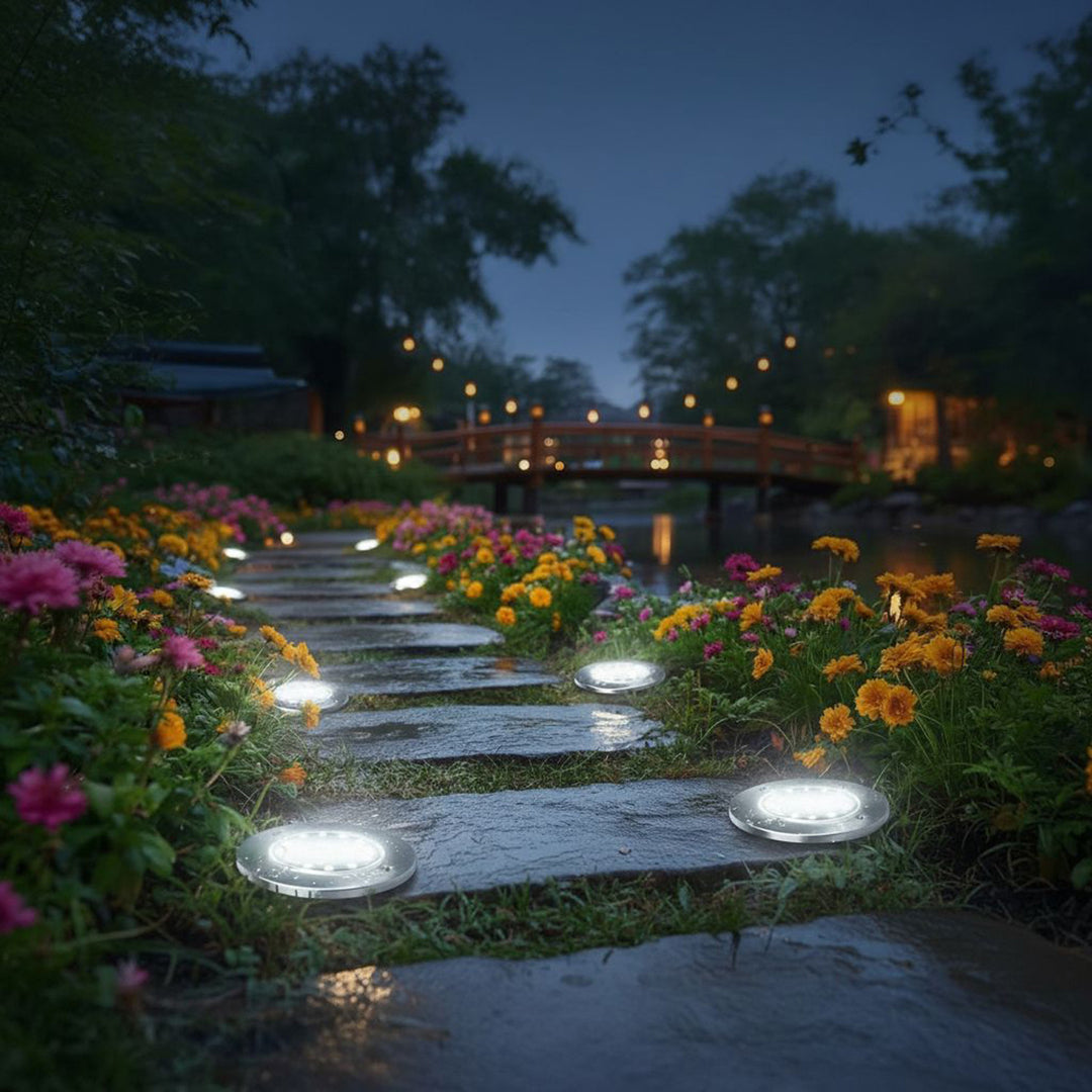 Maclean MCE318 LED Solar Bodenleuchten mit Erdspieß 12 LED SMD Neutralweiß 4000K 0,7W Solarlampe für Außen Wegeleuchte Gartenleuchten IP44 (1x Stück)