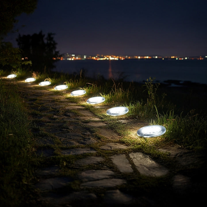 Maclean MCE318 LED Solar Bodenleuchten mit Erdspieß 12 LED SMD Neutralweiß 4000K 0,7W Solarlampe für Außen Wegeleuchte Gartenleuchten IP44 (1x Stück)