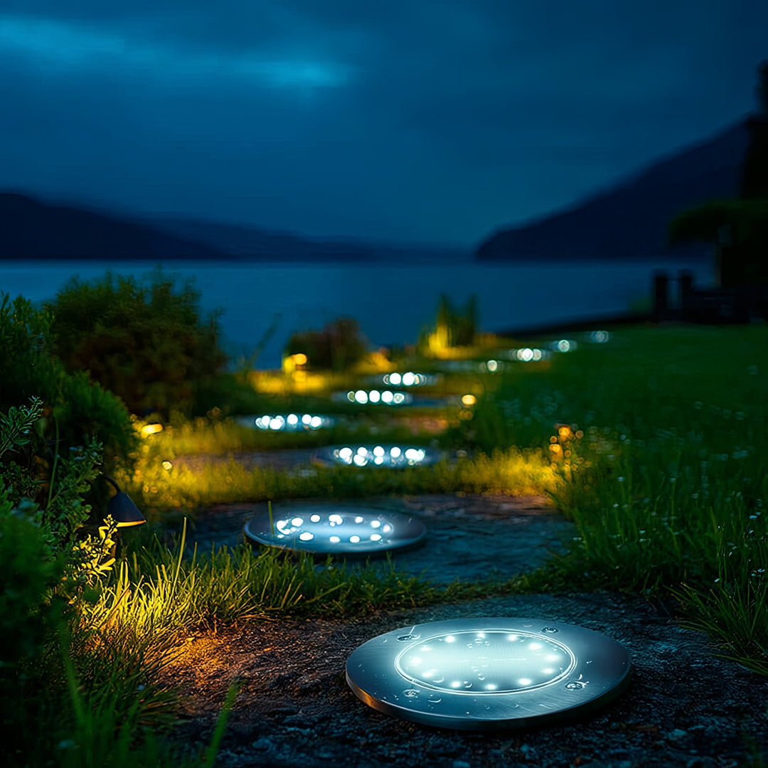 Maclean MCE318 LED Solar Bodenleuchten mit Erdspieß 12 LED SMD Neutralweiß 4000K 0,7W Solarlampe für Außen Wegeleuchte Gartenleuchten IP44 (1x Stück)