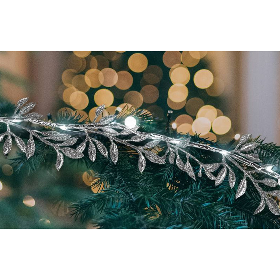 Fairy Lights Garland String Lights 1.8m Silver Leaves Cold White Light LED